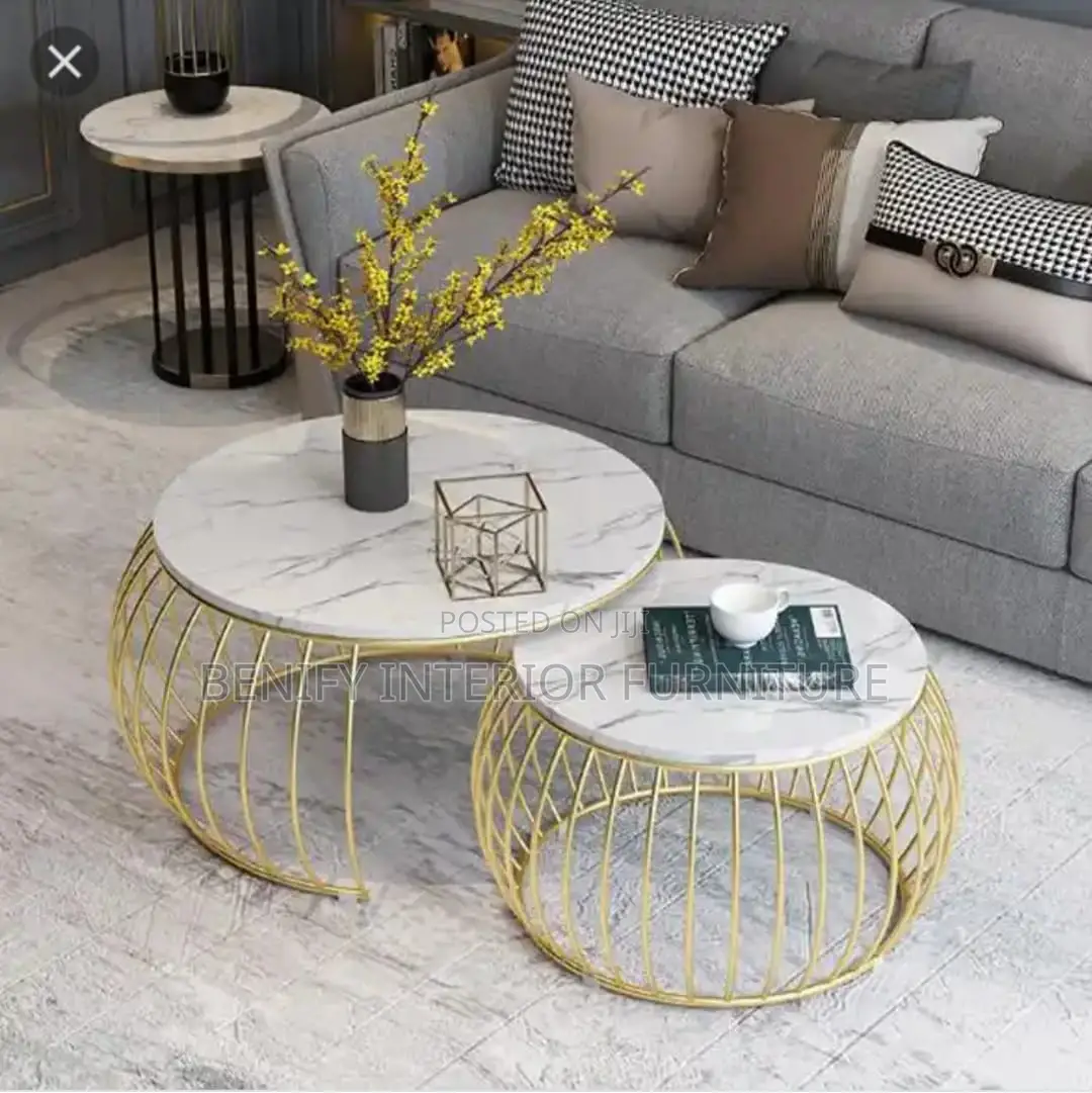 Modern Marble Center Table With Side Stool