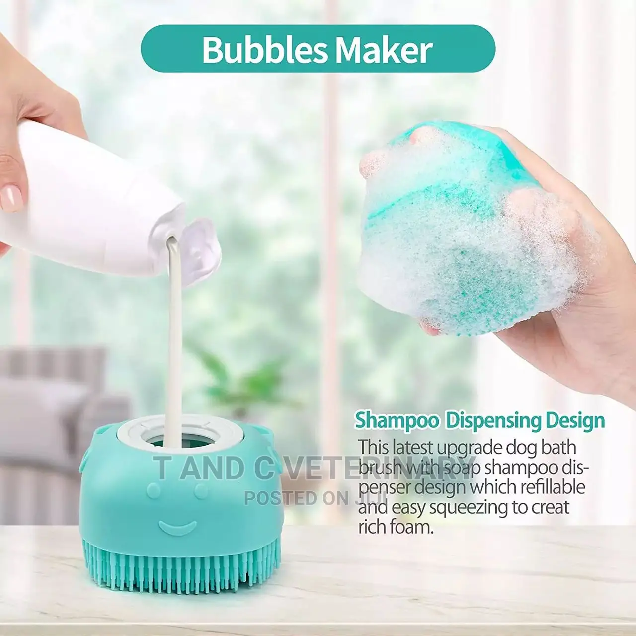 Dog Cat Pet Bath Brush Shampoo Dispenser