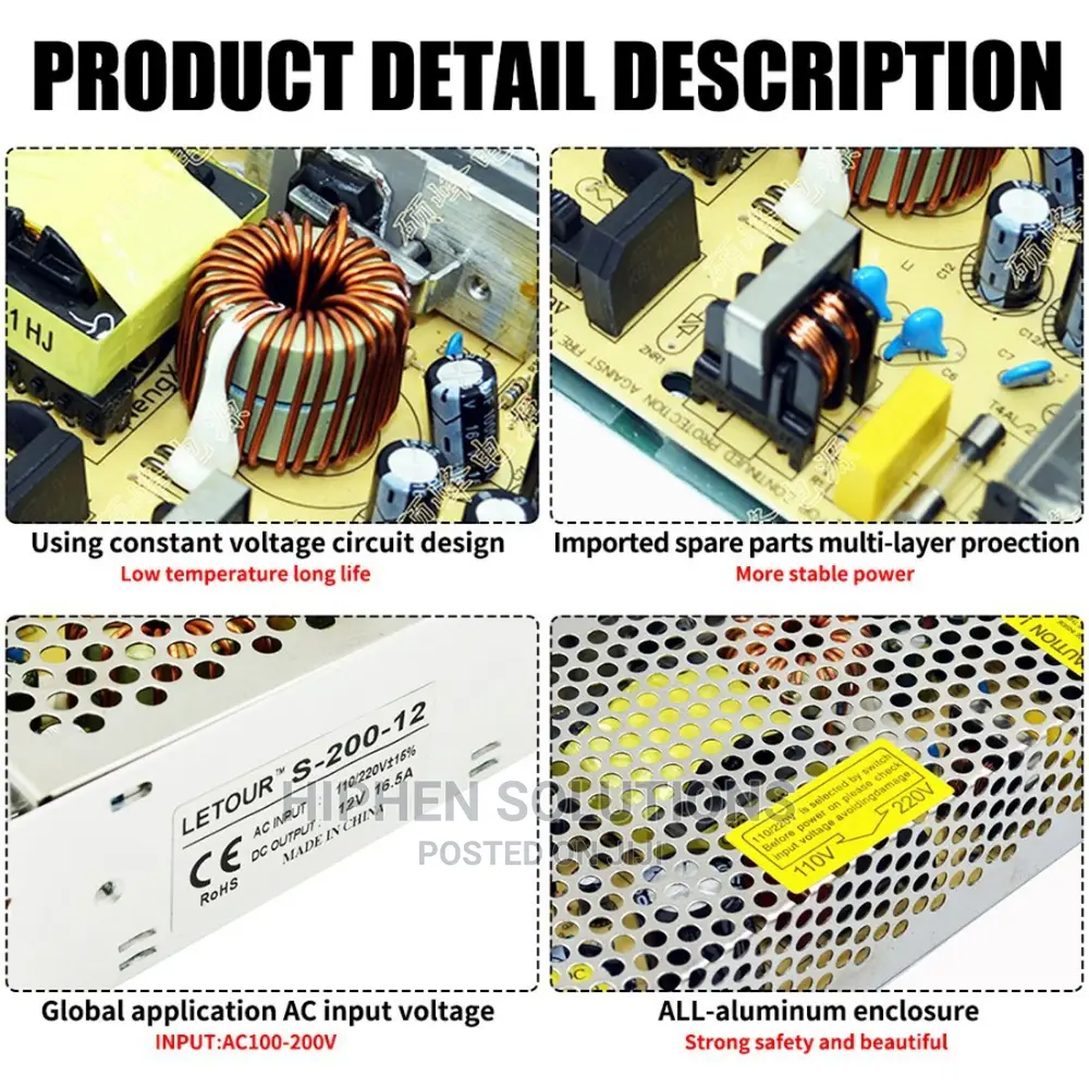 12V 20A DC Power Supply For CCTV, Access Control, Radio And LED Lights