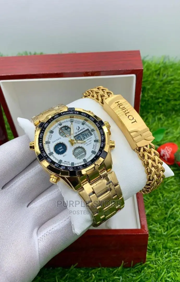 Quamer Digital and Analog Watch and Bracelet
