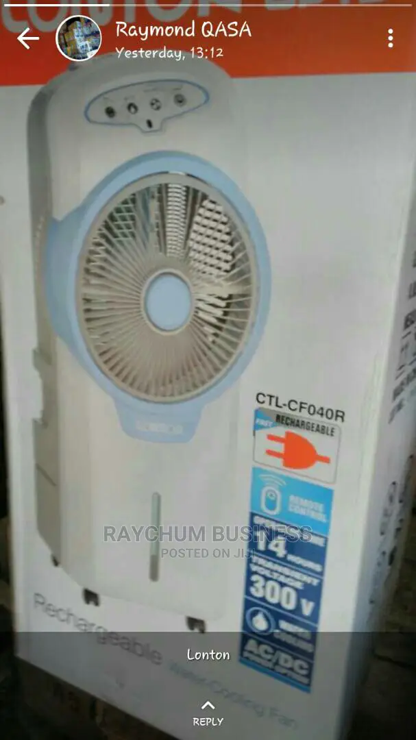 Lontor Rechargeable Water Mix Fan 16inc.Air Coolers