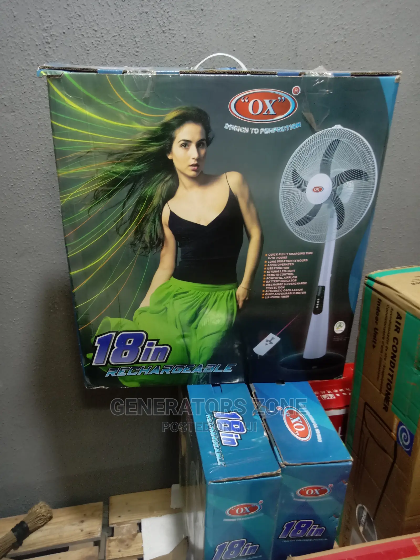 18-Inch Rechargeable OX Remote Control Standing Fan