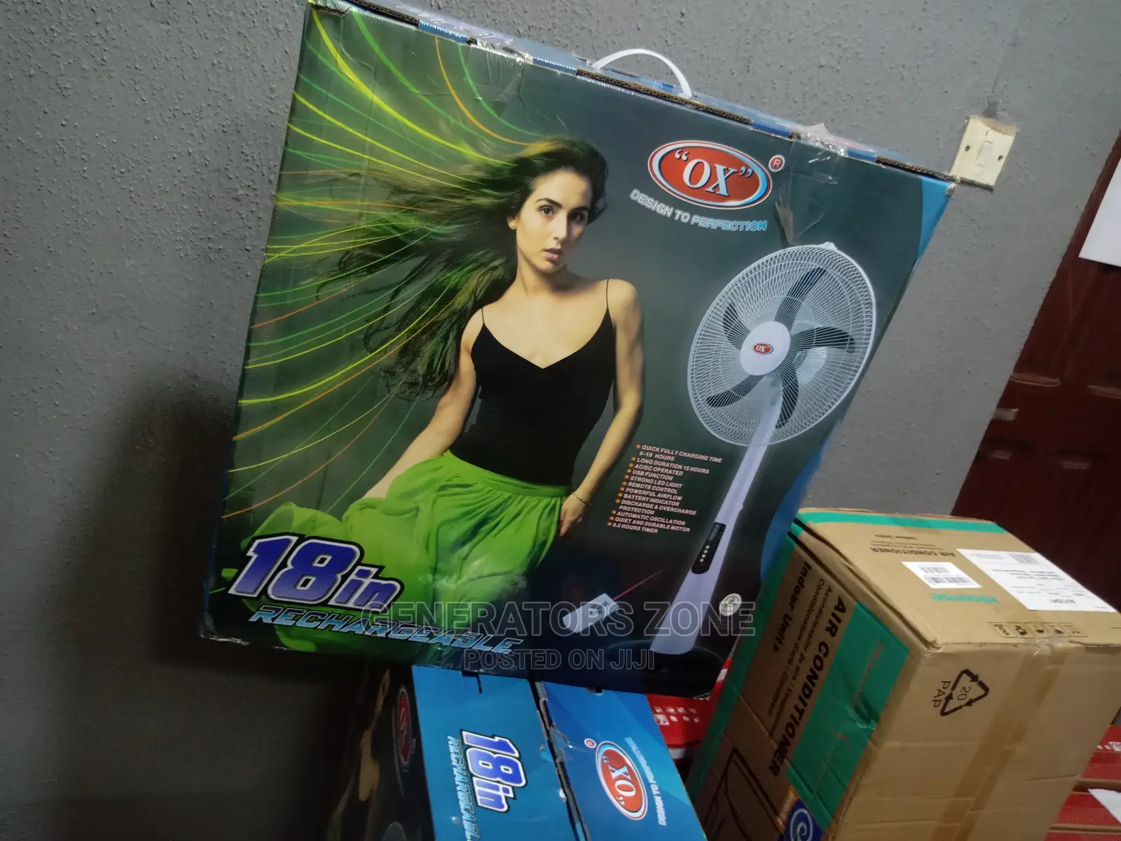 18'' OX Fan-18-Inch Rechargeable Standing Fan+Usb Function