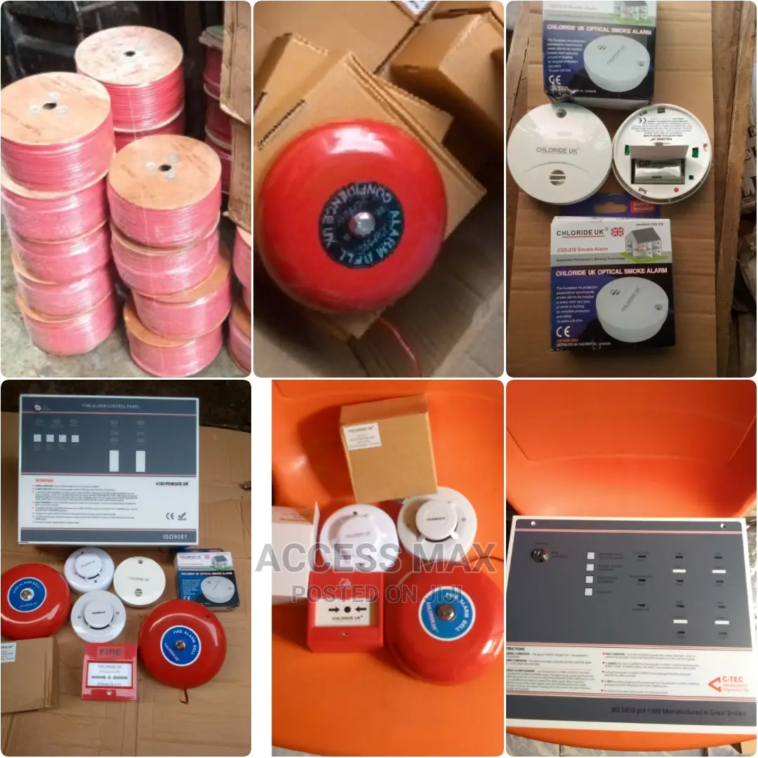 Completed System.. Fire Cable.. Smoke Detector.. Fire Panel