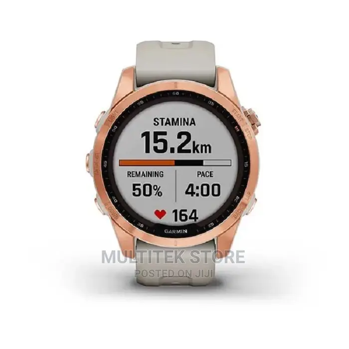 Garmin Fenix 7S, Solar Edition - Rose Gold With Light Sand B