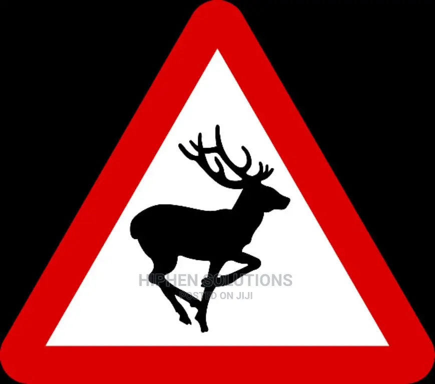 Wild Animals Yellow Road Sign