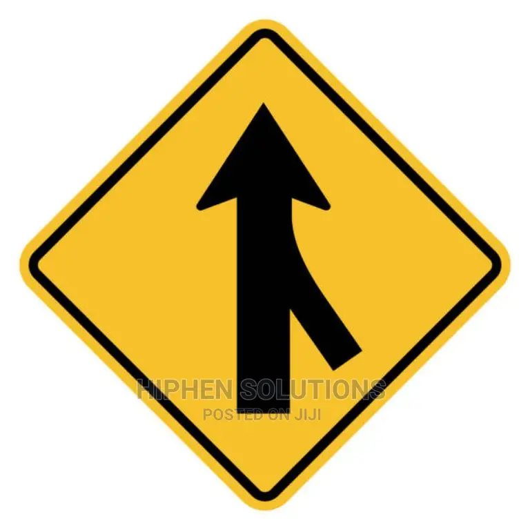 Warning Right/Left Lane Merge Sign