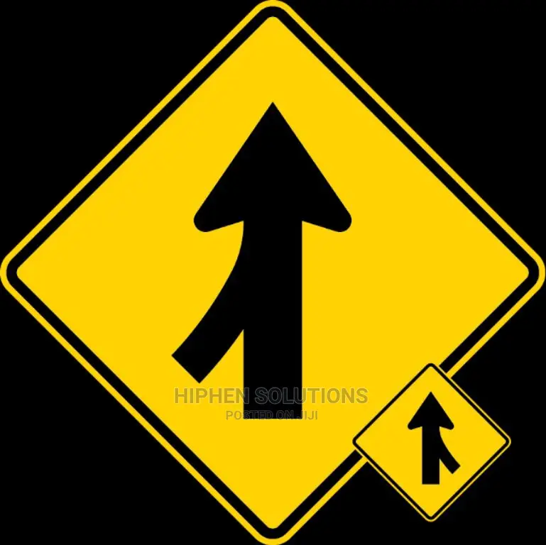 Warning Right/Left Merge Sign