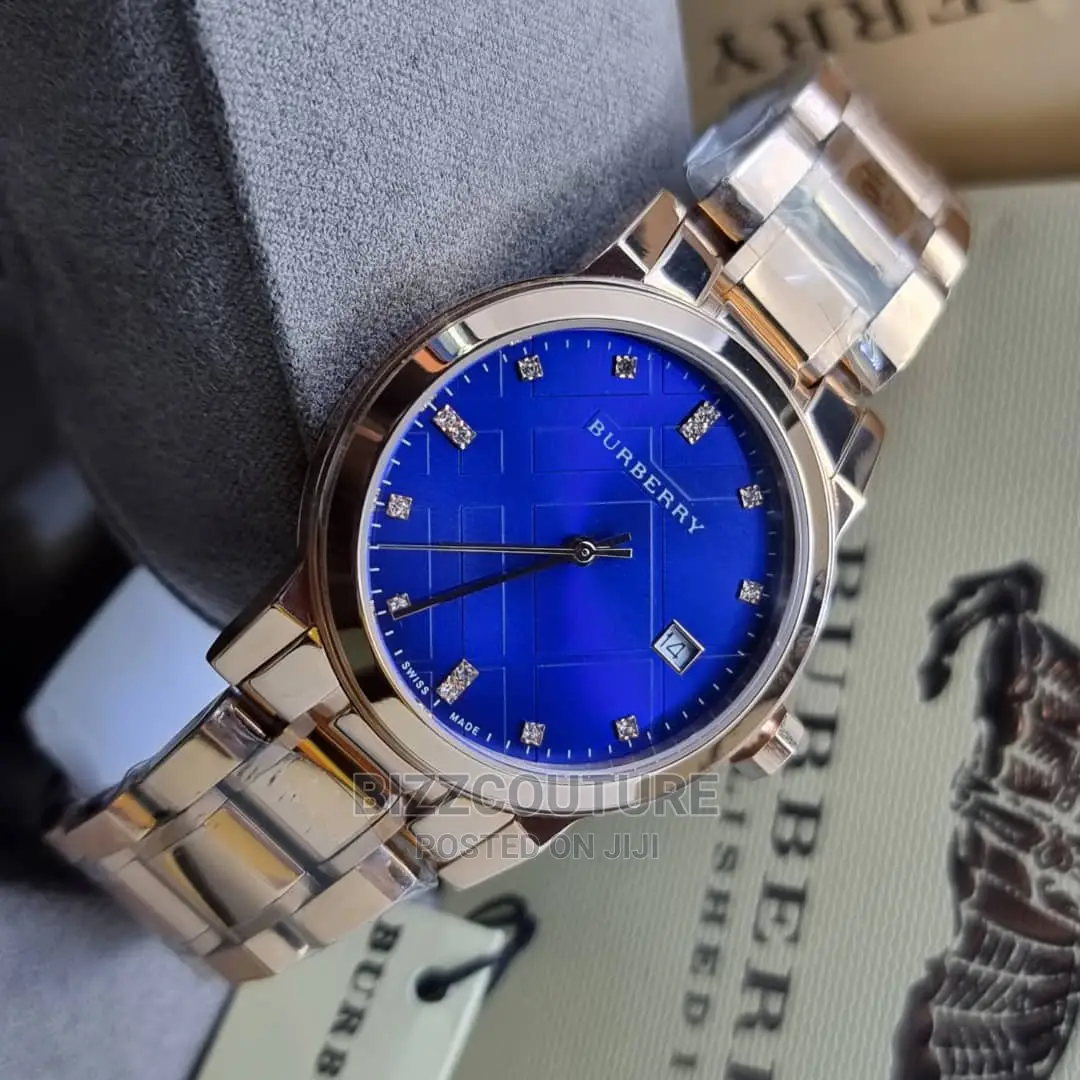 Original BURVERRY Blue Dial Gold Steel Available in Store