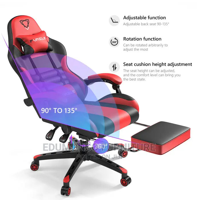 Furgle Pro Series Gaming Chair With Footrest-Red