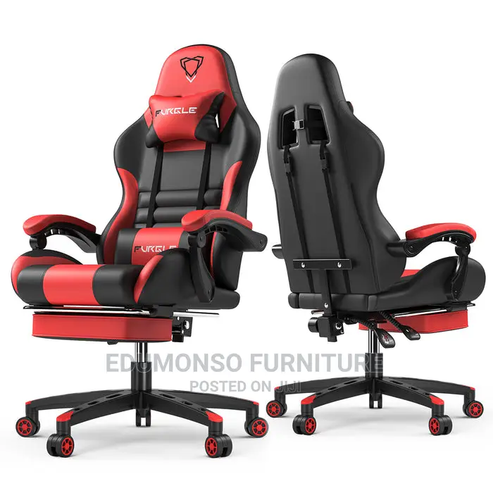 Furgle Pro Series Gaming Chair With Footrest-Red