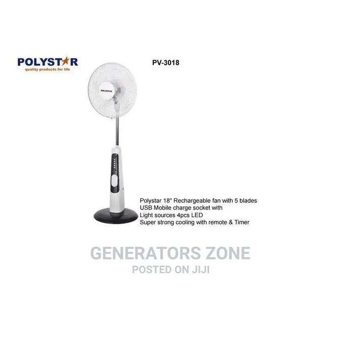 Brand New 18'' Rechargeable Polystar (Standing Fan)