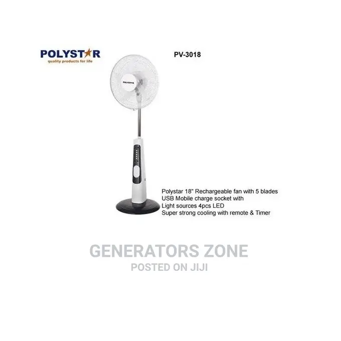 Polystar 18'' Stand Fan Rechargeable