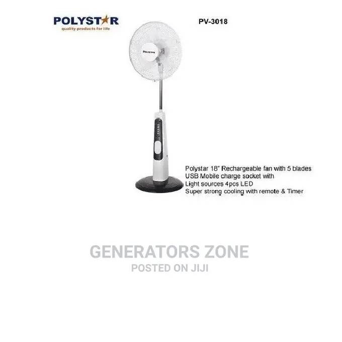 Rechargeable Polystar 18'' Stand Fan (Brand New)