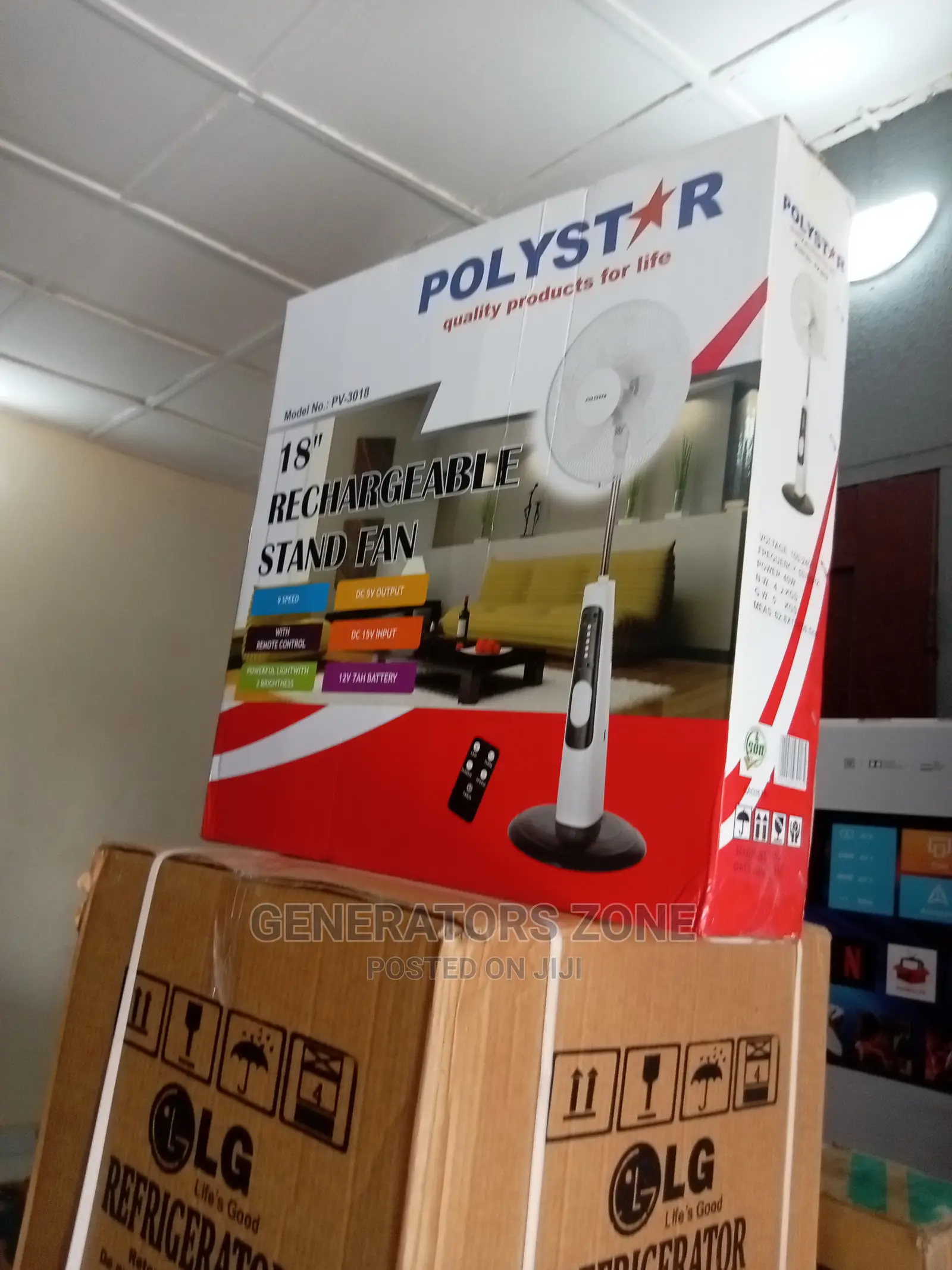 Rechargeable Polystar 18'' Stand Fan (Brand New)