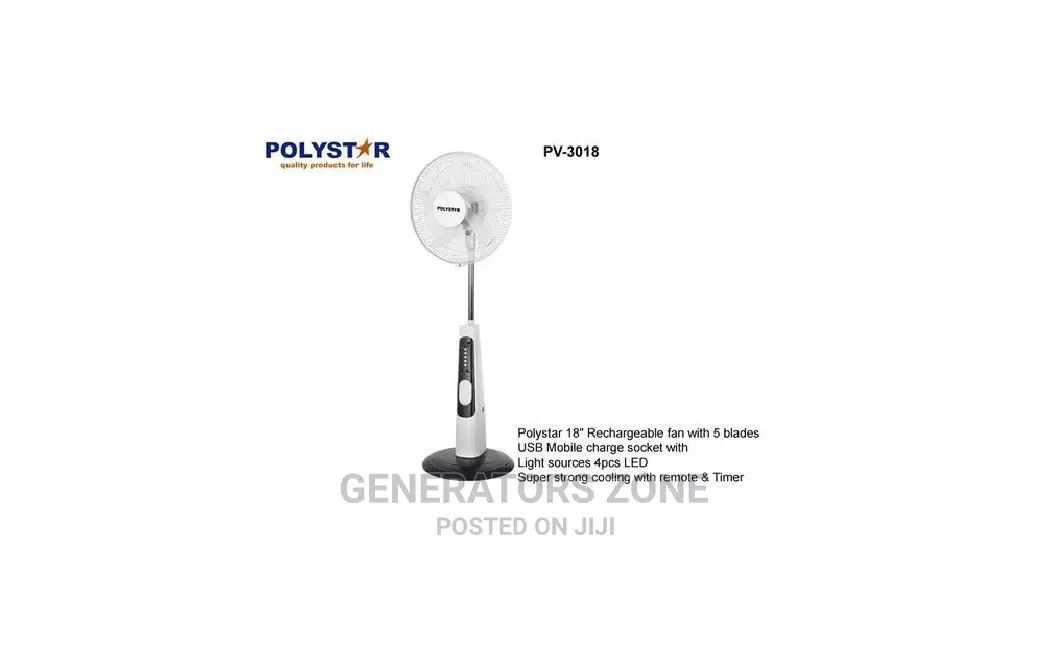 Pv-3018 18'' Rechargeable Polystar Adjustable Standing Fan
