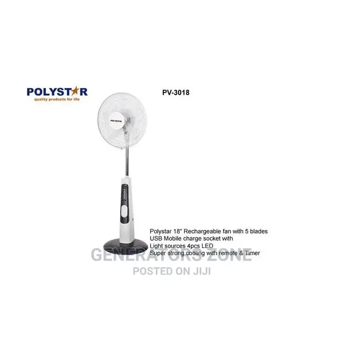 Polystar 18" Rechargeable Fan With Remote Control - Pv-3018