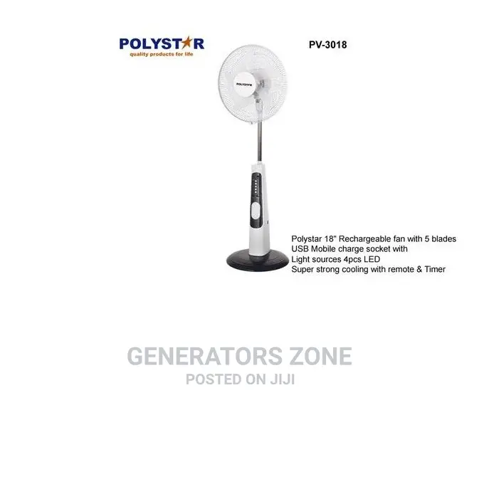 18'' Polystar Brand New Rechargeable Stand Fan(Pv-3018)