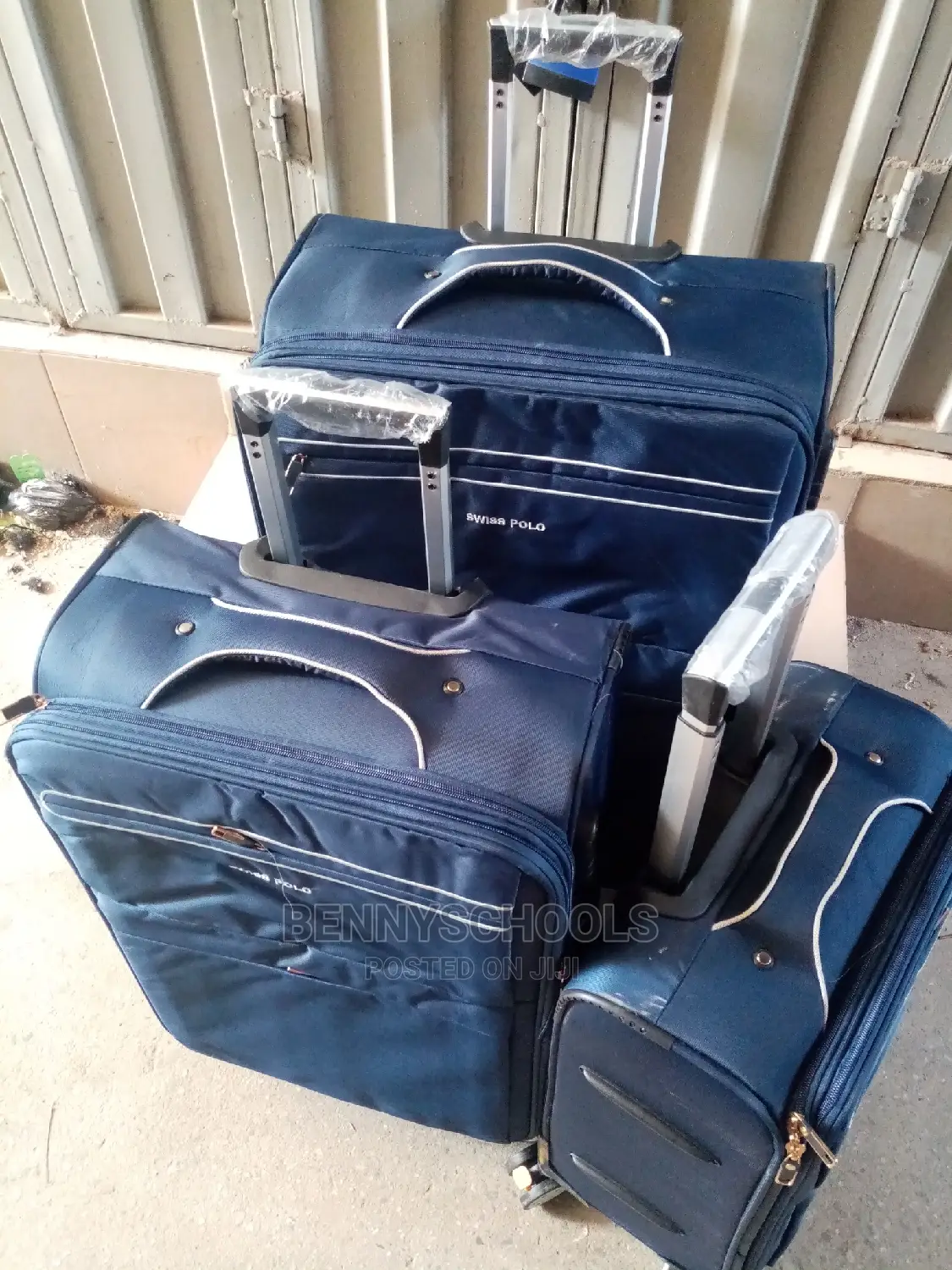 Set of 3 Blue Swiss Polo Traveling Luggage Boxes