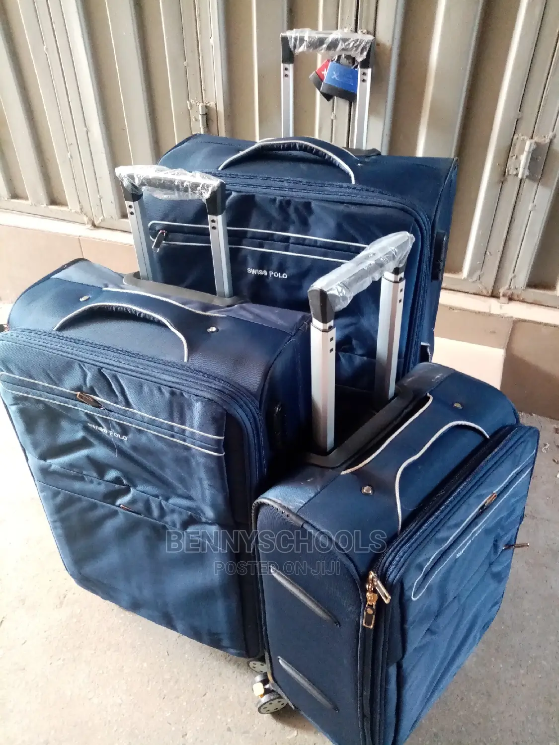Set of 3 Blue Swiss Polo Traveling Luggage Boxes