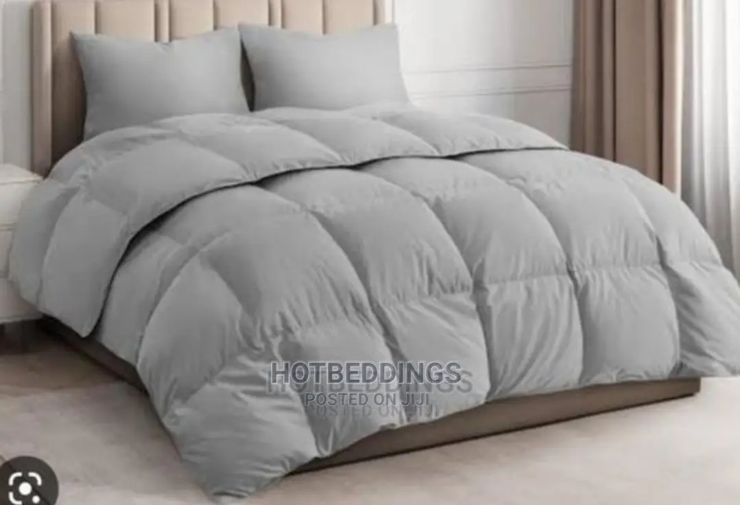 Grey Colour 100% Cotton Duvet, Bedspread And 4 Pillowcases