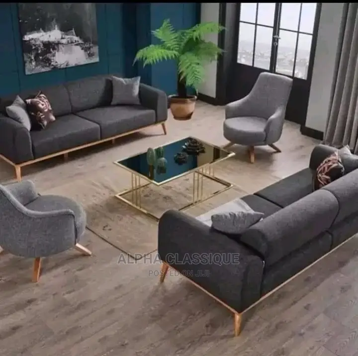 Luxury 7 Seater Living Room Fabric Made Sofa Chair.