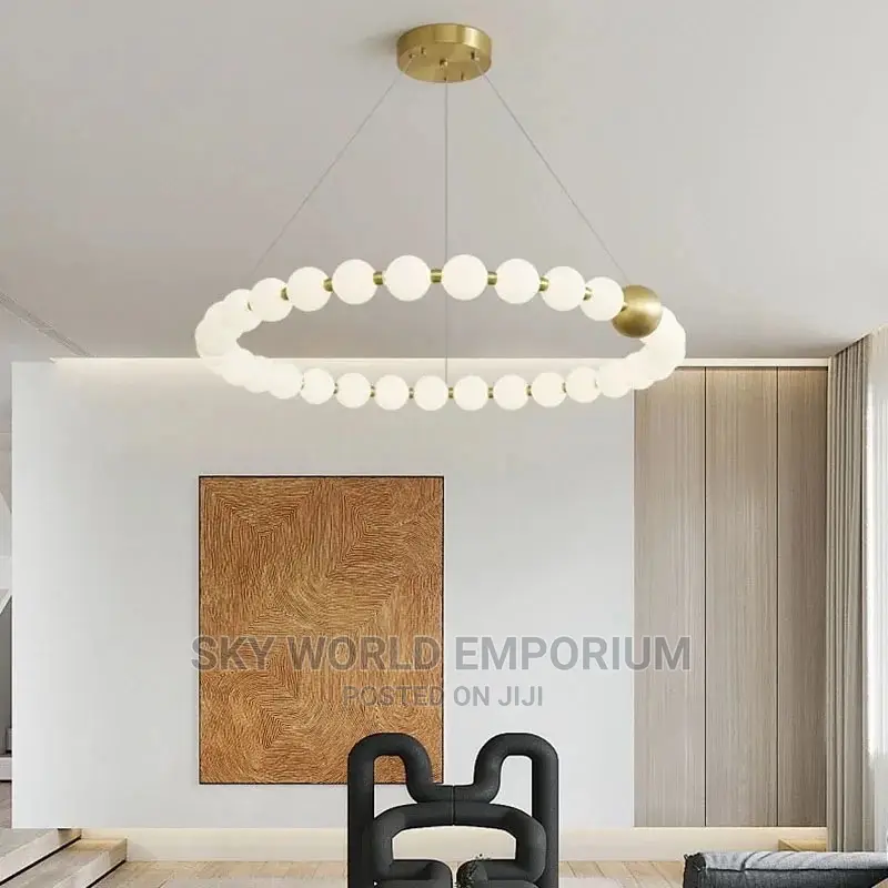 Brass LED Chandelier Acrylic Ball