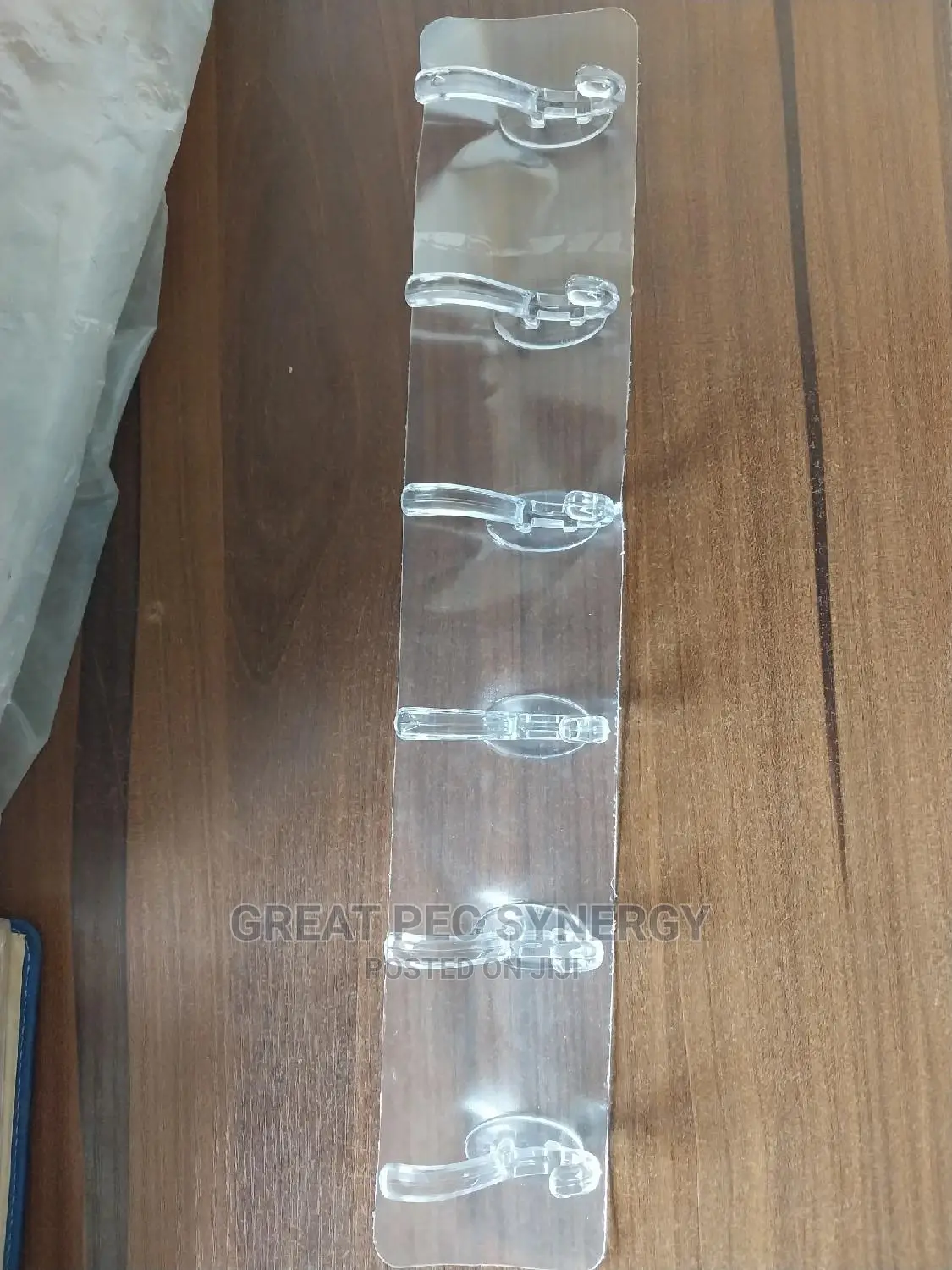 Strong Adhesive 6 in 1 Wall Stick Hook - Long Transparent
