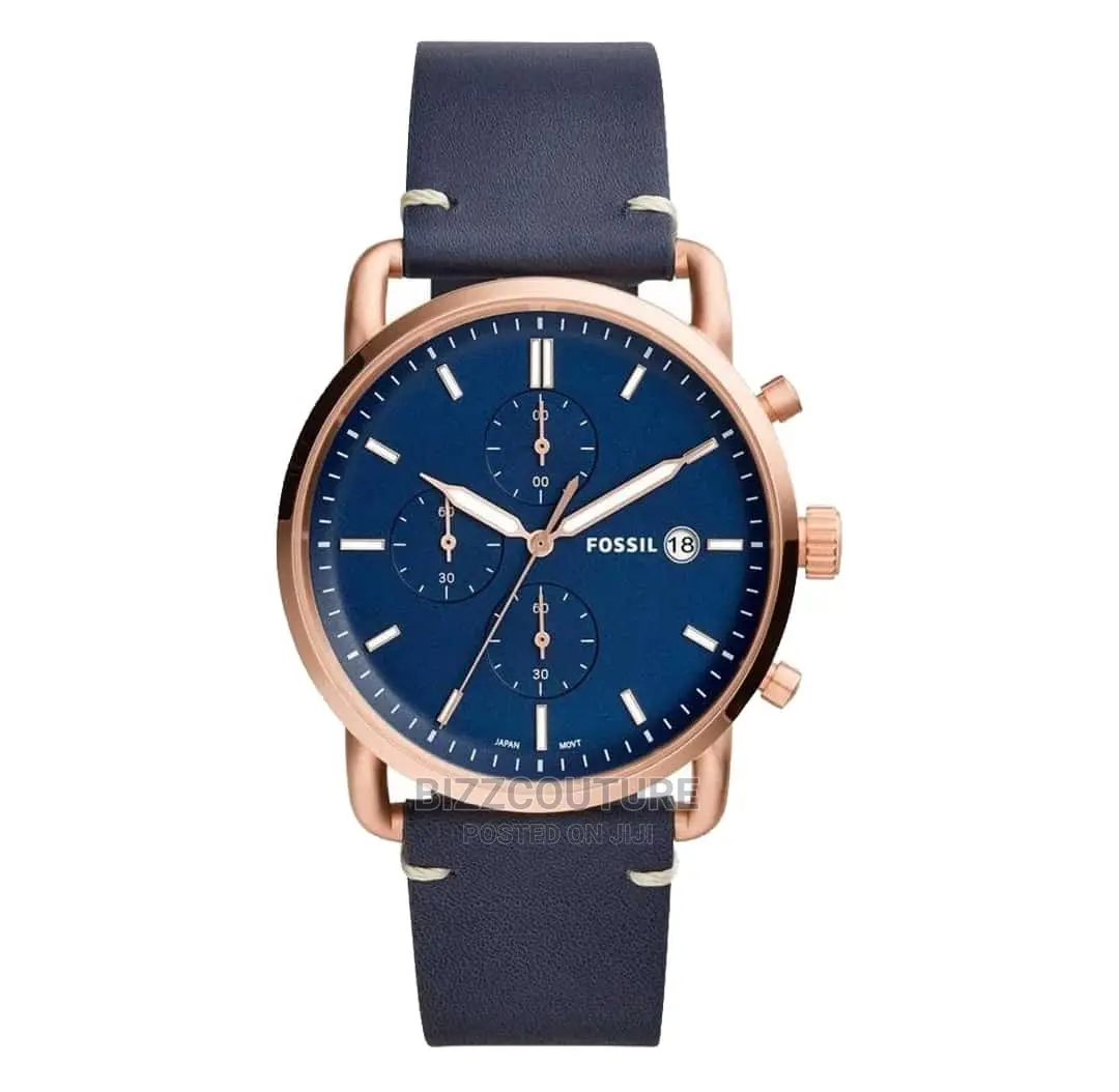 Original FOSSIL Blue Leather Strap Watch Available in Store