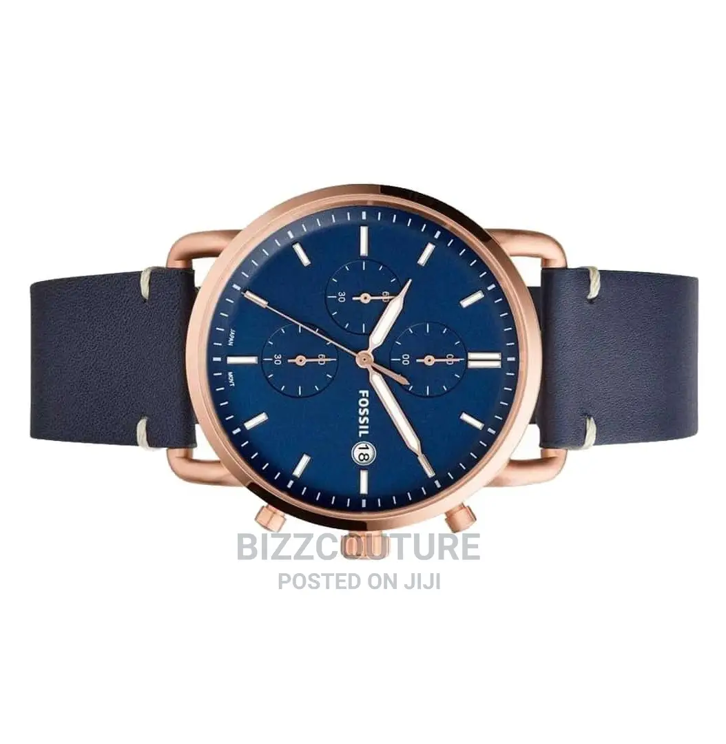 Original FOSSIL Blue Leather Strap Watch Available in Store