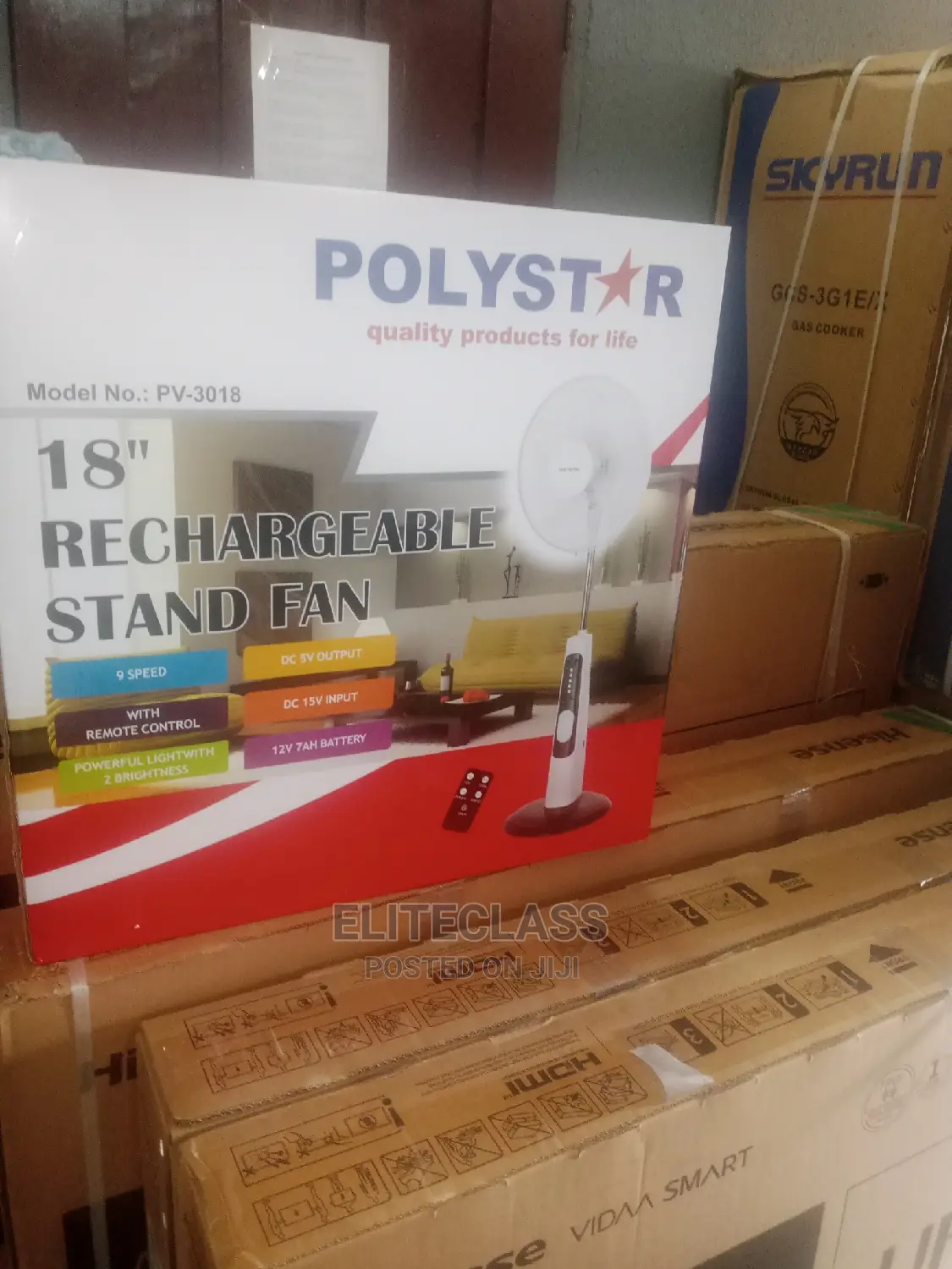 Polystar 18 Inches Rechargeable Standing Fan -Pv3018