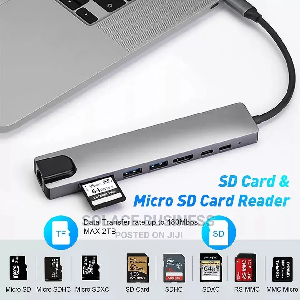 Type C to Lan Adapter Hdmi Sd Card 7 in 1 8 in 1, 11 in 1