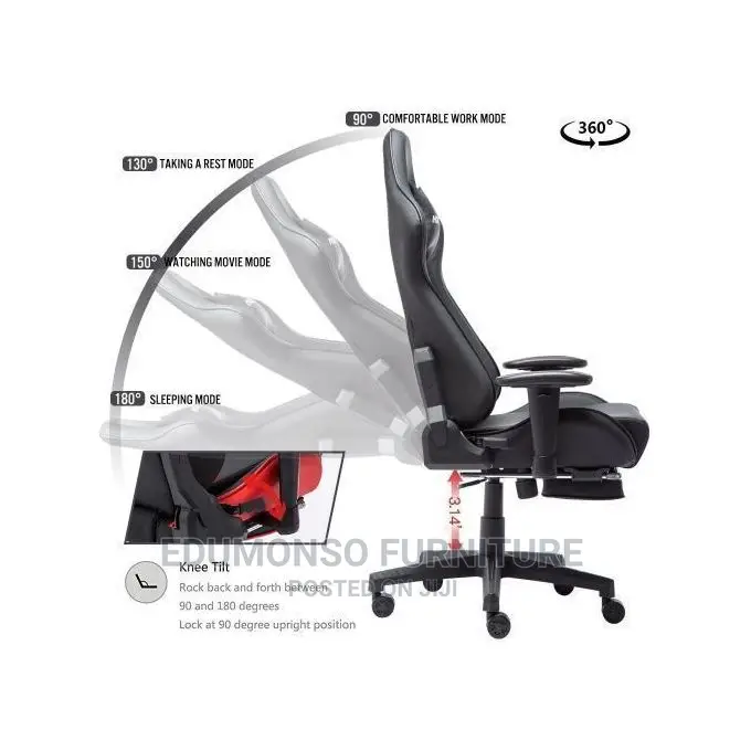 Gaming Chair With Footrest and Lumbar Support
