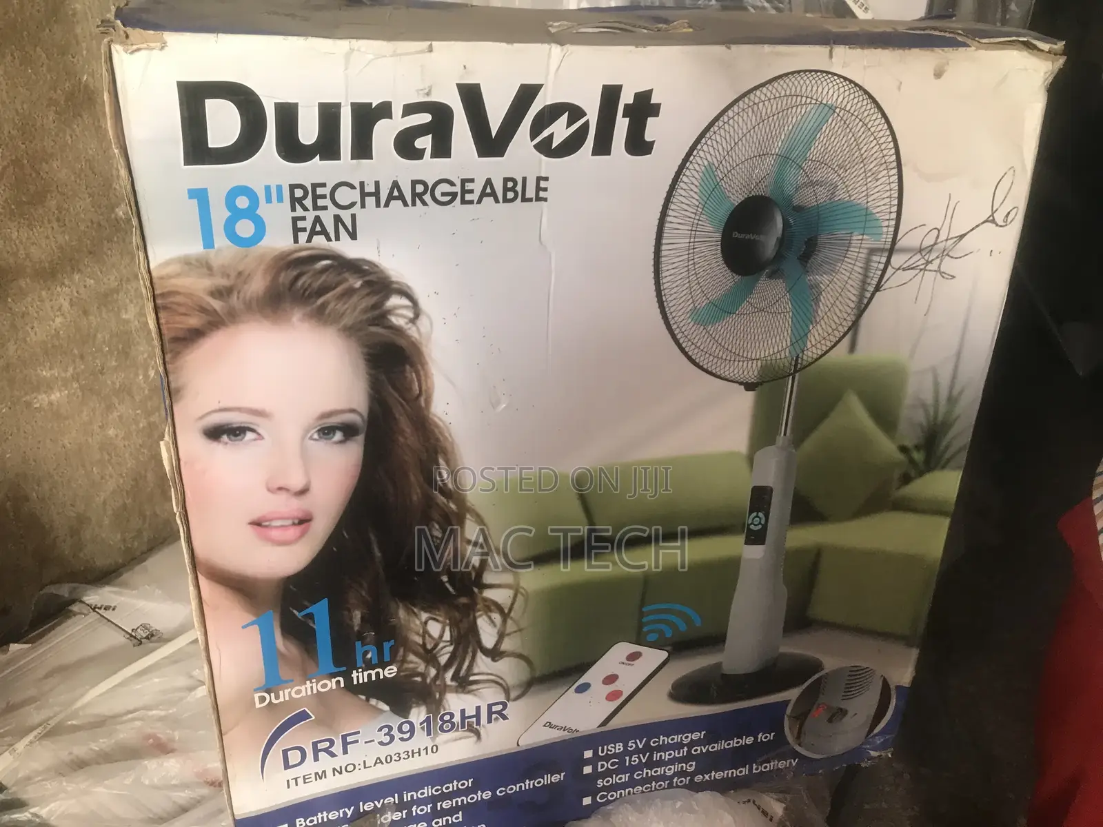 Duravolt 18 Inches Rechargeable Fan