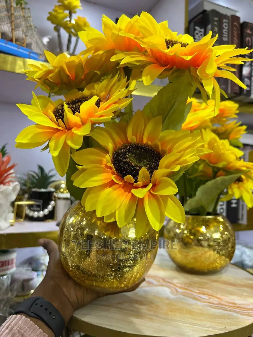 Gold Vase Sunflower Pot