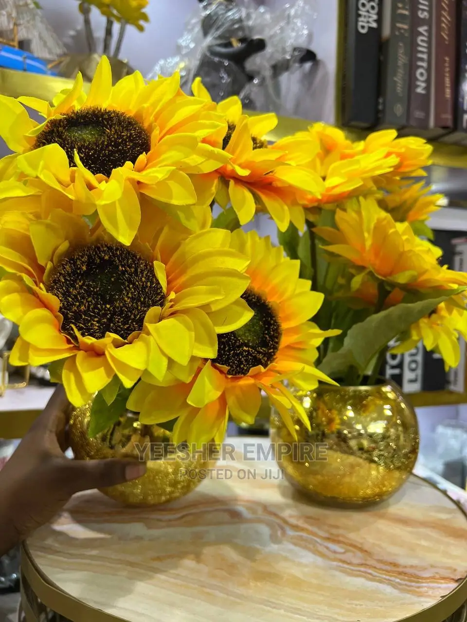 Gold Vase Sunflower Pot