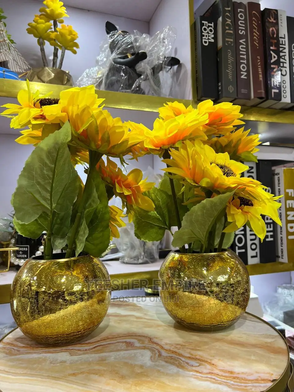 Gold Vase Sunflower Pot