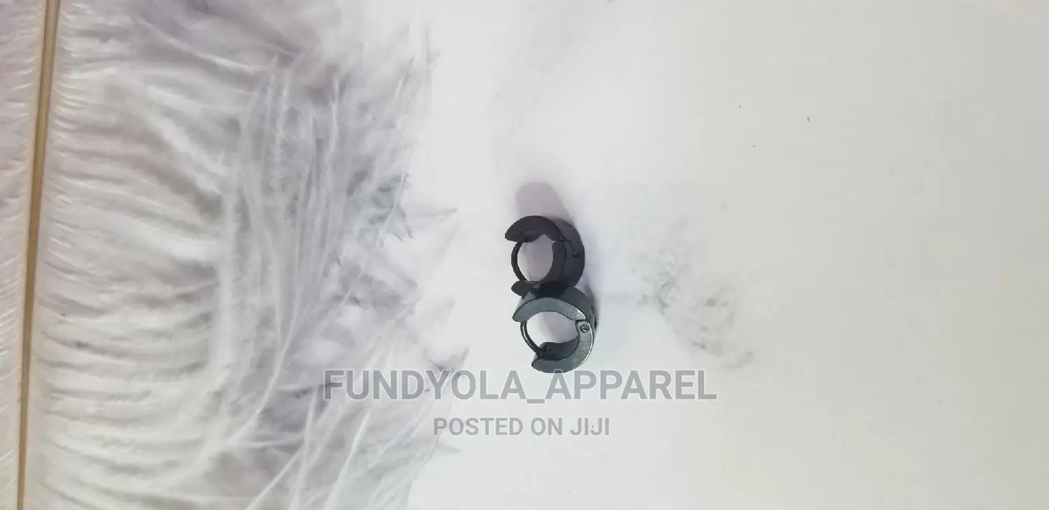 Pure Stainless Steel Black Loop Earring