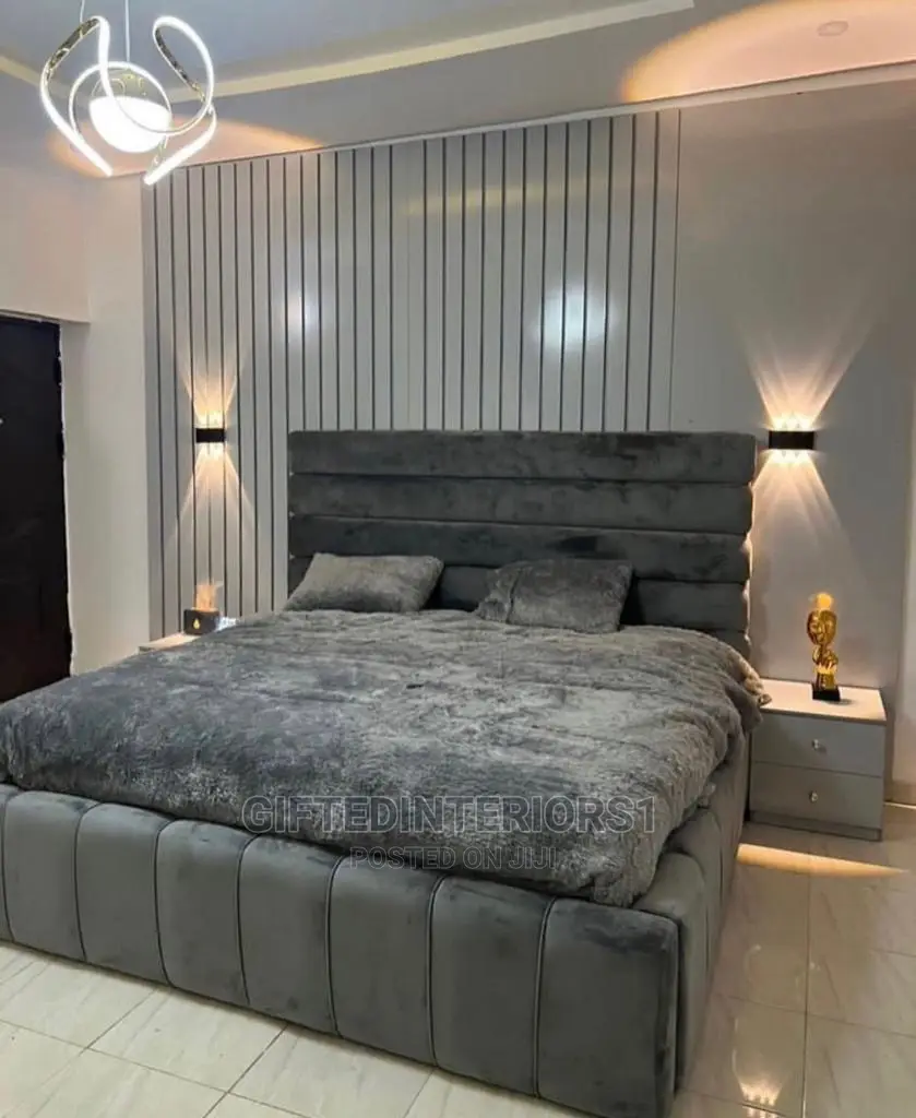 6 by 6 Bed Frame + Bedroom Wall Cladding and Led Light