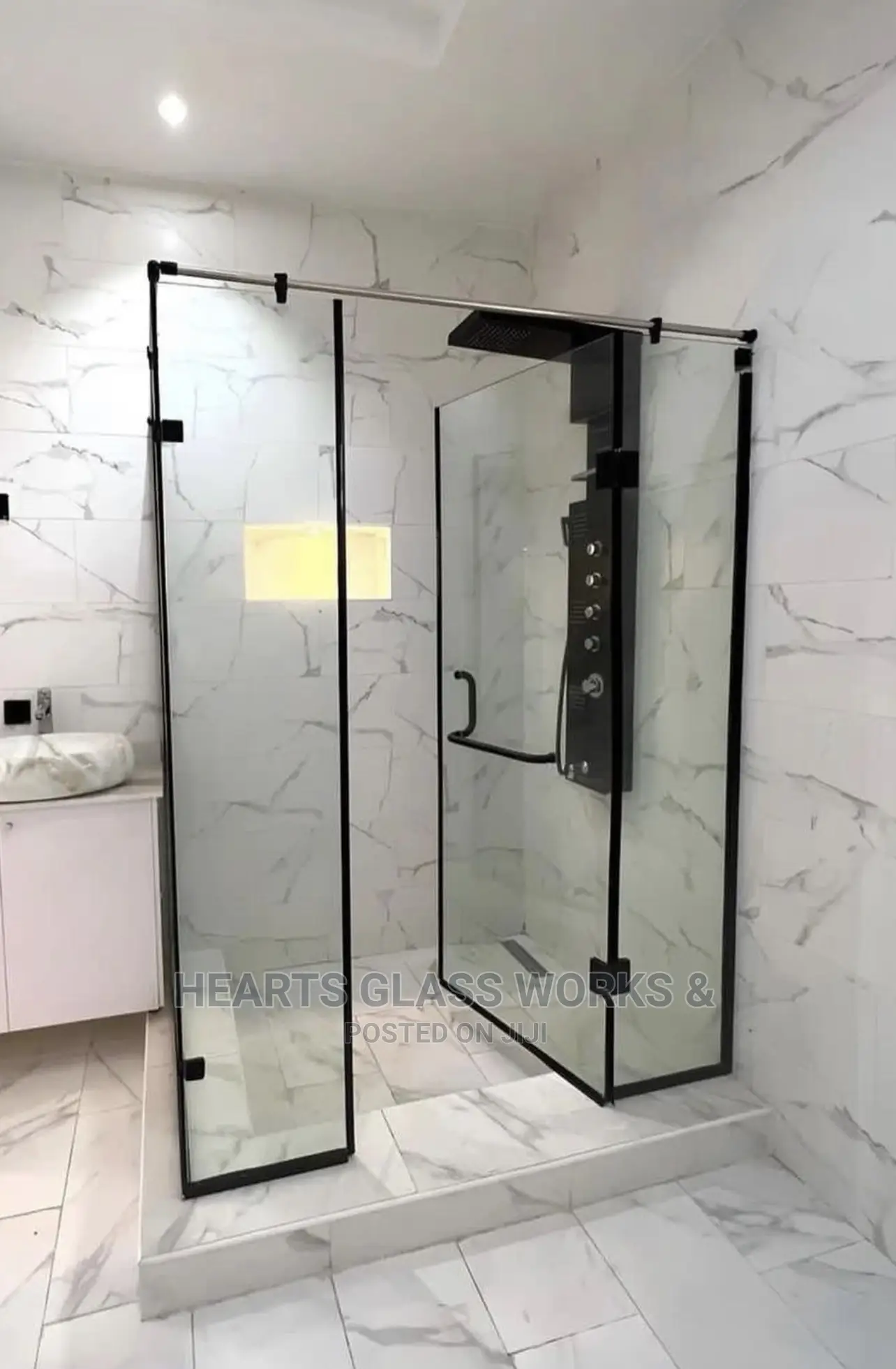 Shower Enclosure With Matt Black Rust Free Accessories