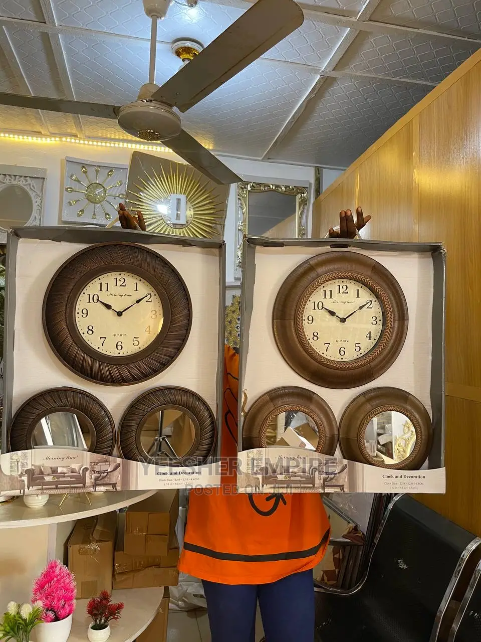 Classy Wooden Clock With Mirror