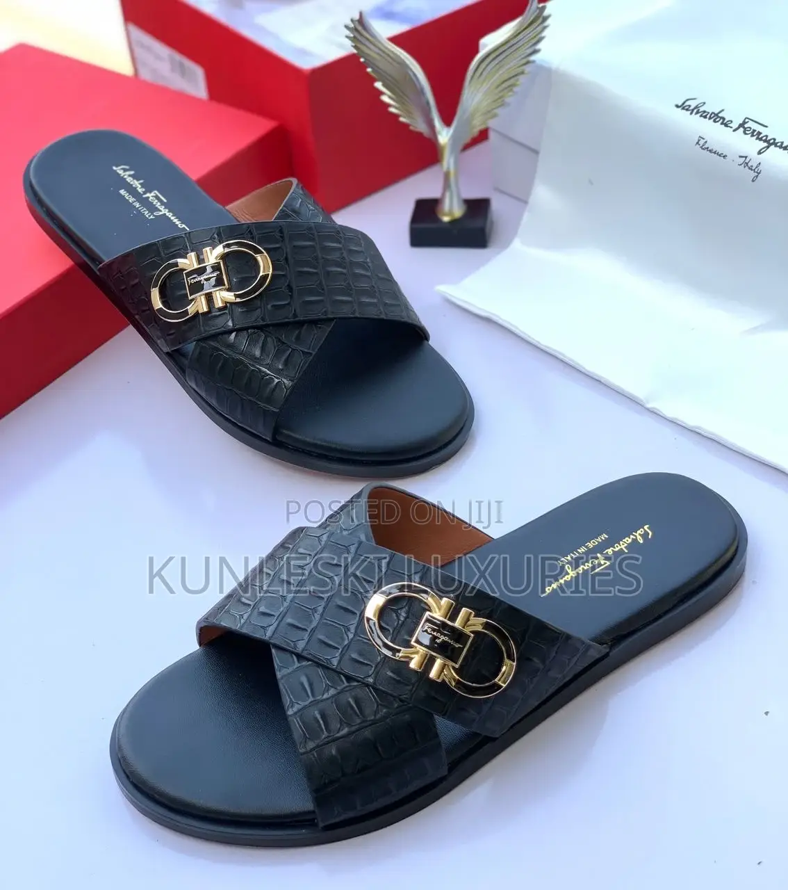 Original Salvatore Ferragamo Men Leather Slippers