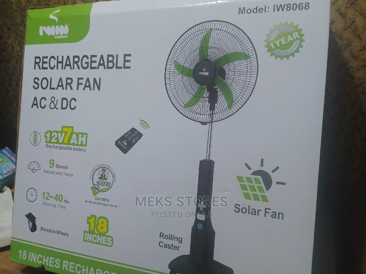 18" Rechargeable Fan