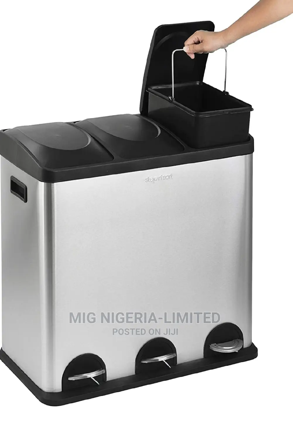 60 Litre Industrial Antitrust 3 in 1 Stainless Dustbin Pedal Dustbin