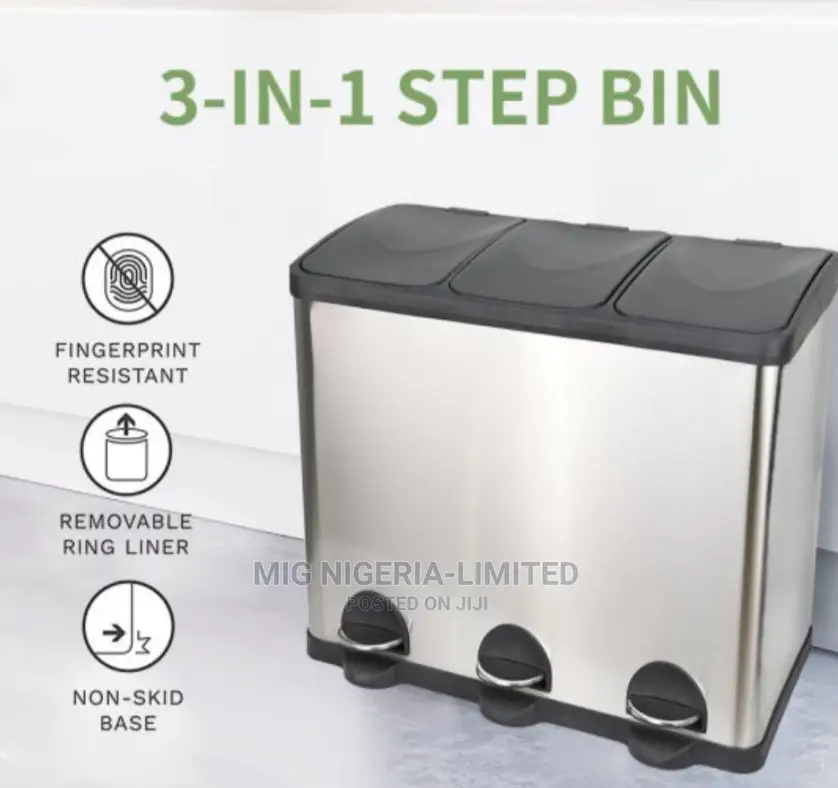 60 Litre Industrial Antitrust 3 in 1 Stainless Dustbin Pedal Dustbin