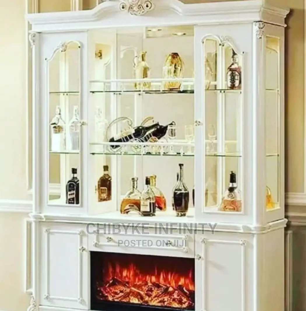 White Wooden New Modem Single Wine Bar With Fireplace