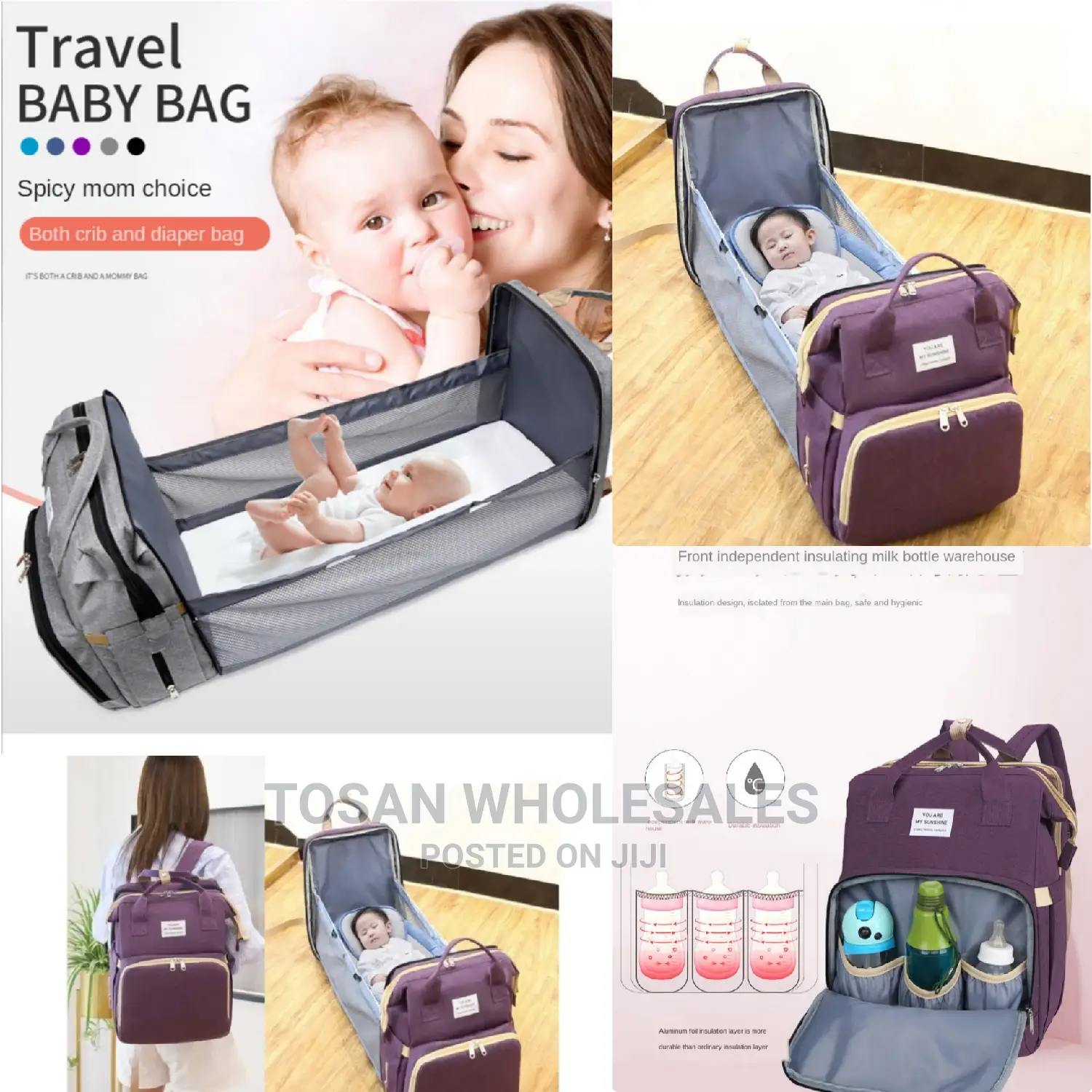 Quality Foldable Baby Travel Diapers Bag With Bed Crib