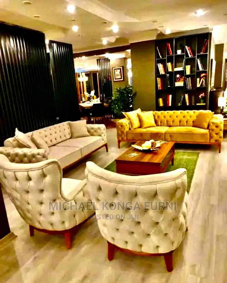 Classic 7 Seater Living Room Fabric Made Sofa Chair.