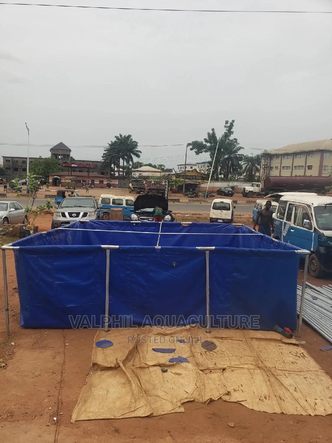 Blue Tarpaulin Fish Pond.