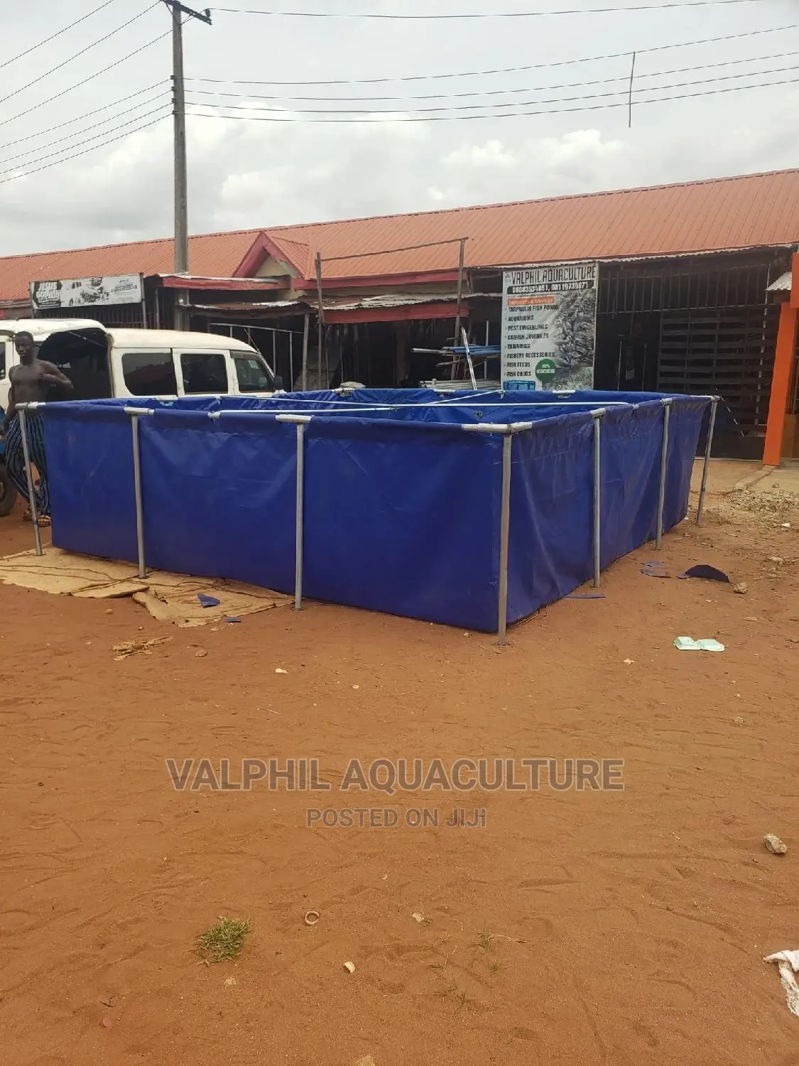 Blue Tarpaulin Fish Pond.